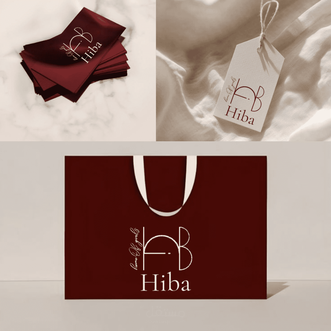 تصميم هوية بصرية كاملة وشعار لبراند أزياء فاخرة - Hiba Brand
