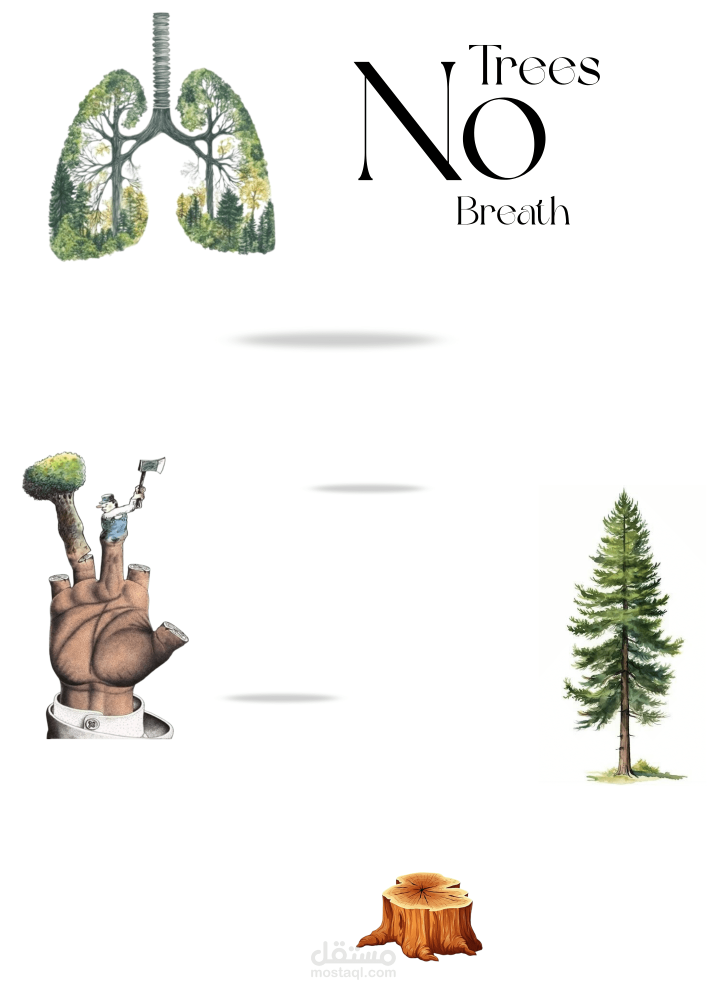 رسومات رقمية وتوضيحية فنية (Clipart) - حملة التوعية بالبيئة والأشجار
