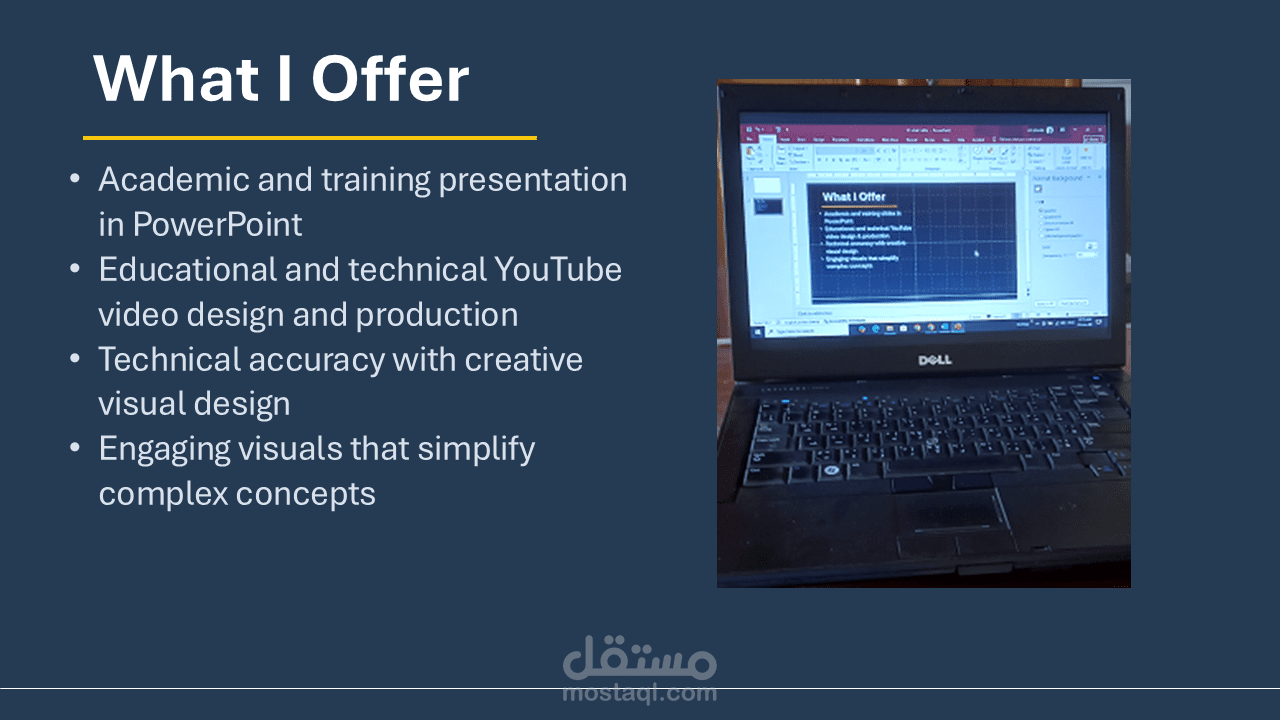 تصميم عروض PowerPoint تعليمية وتقنية وإنتاج فيديوهات يوتيوب