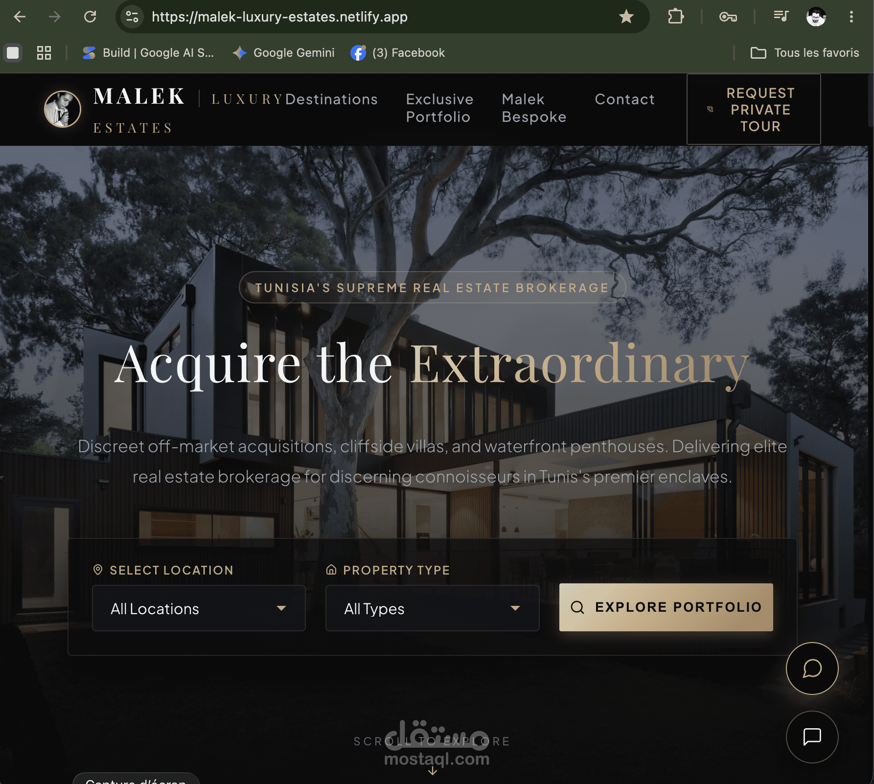 لوحة تحكم وإدارة الأملاك العقارية Malek Luxury Estates