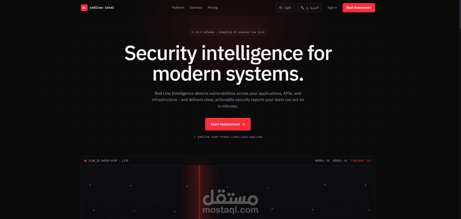 Red Intelligence — منصة تقييم الأمن السيبراني المدعومة بالذكاء الاصطناعي