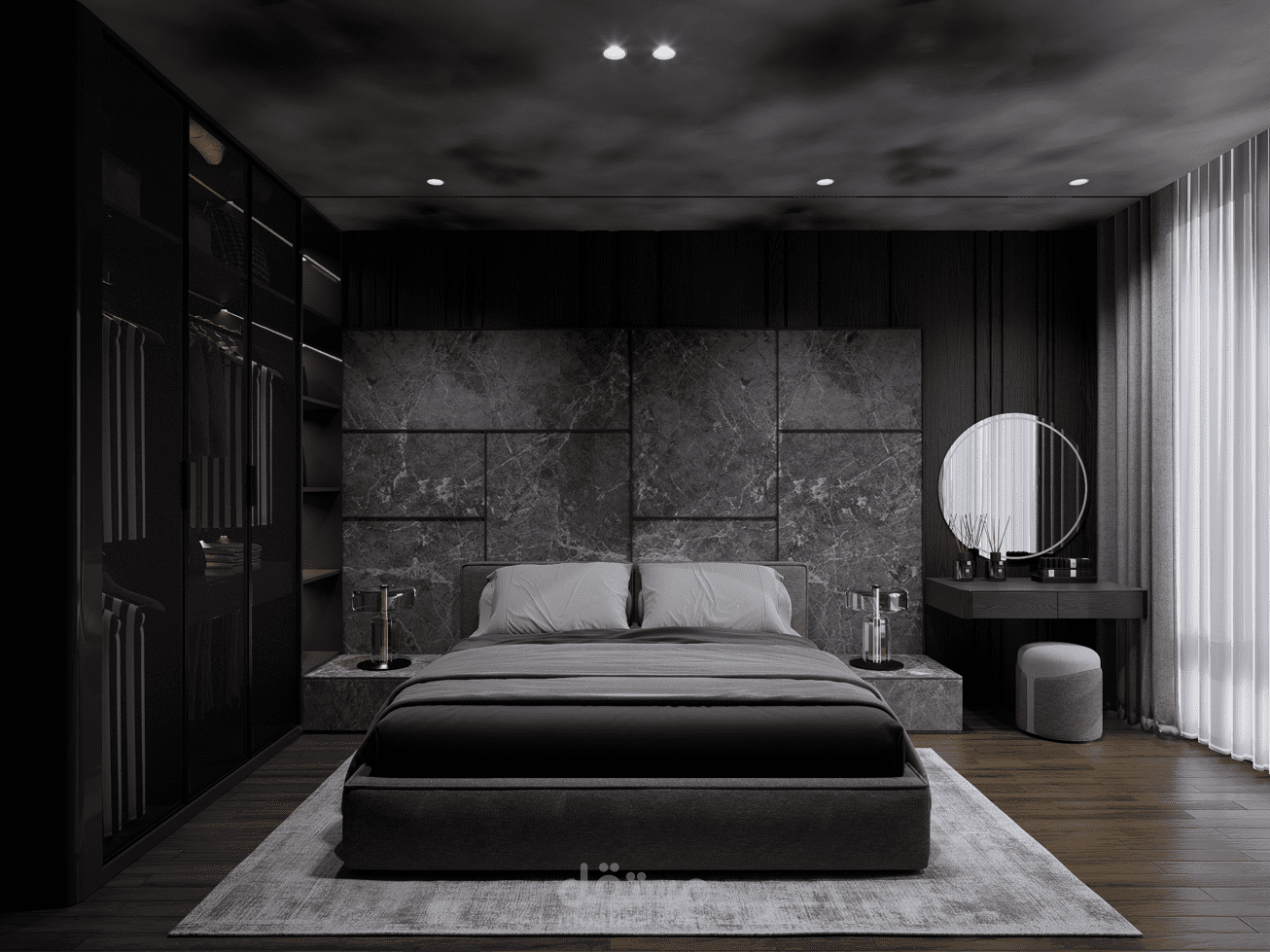 تصميم داخلي وثلاثي الأبعاد لغرف النوم الفاخرة (Master Bedroom Design)