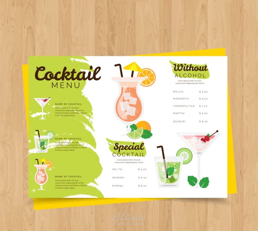 menu cocktail
