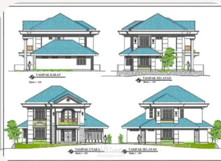 مخطط هندسي لمبنى إداري من طابقين
