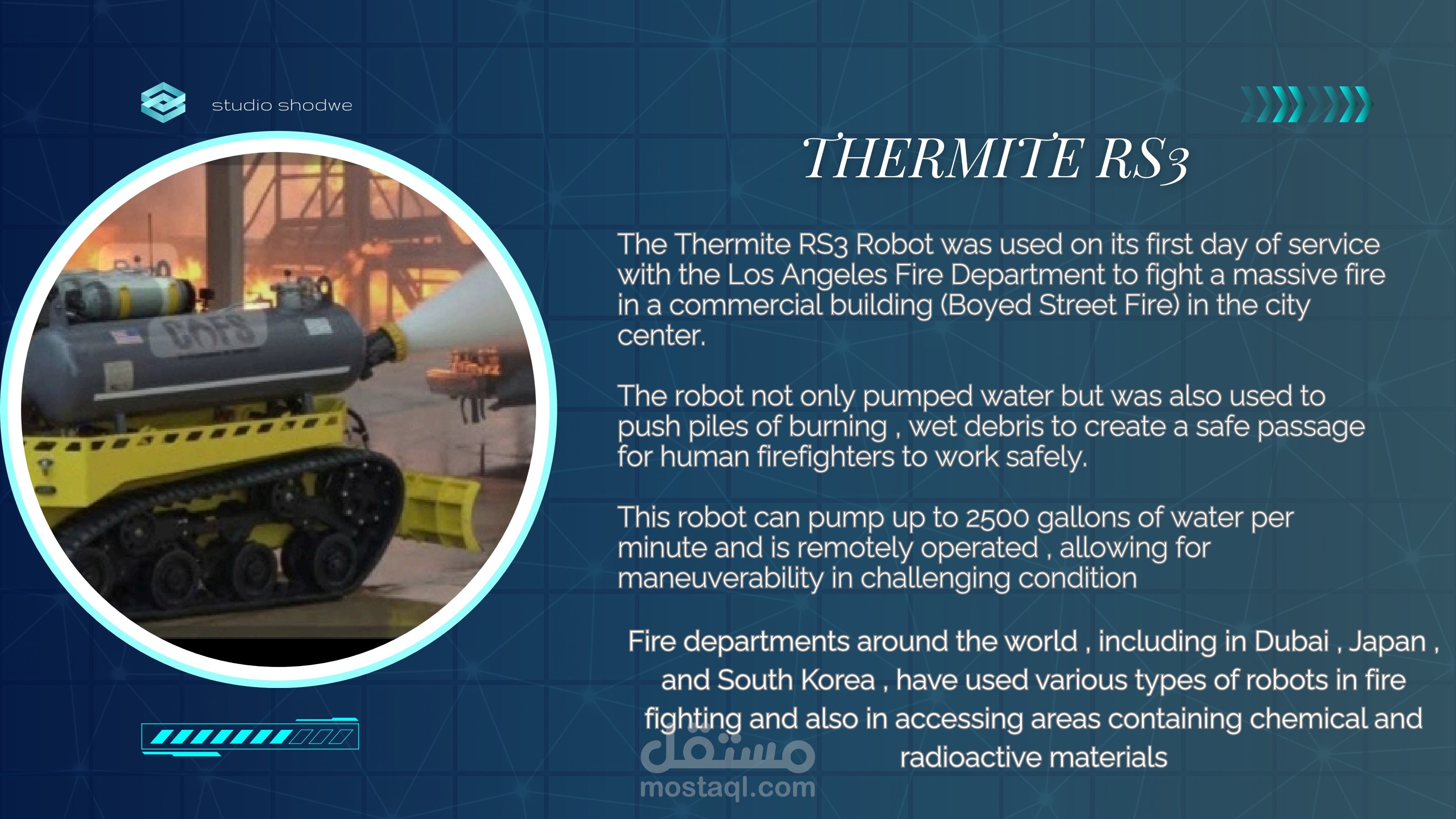 اعداد وتنسيق تقرير هندسي متكامل ل Fire Fighting Robot