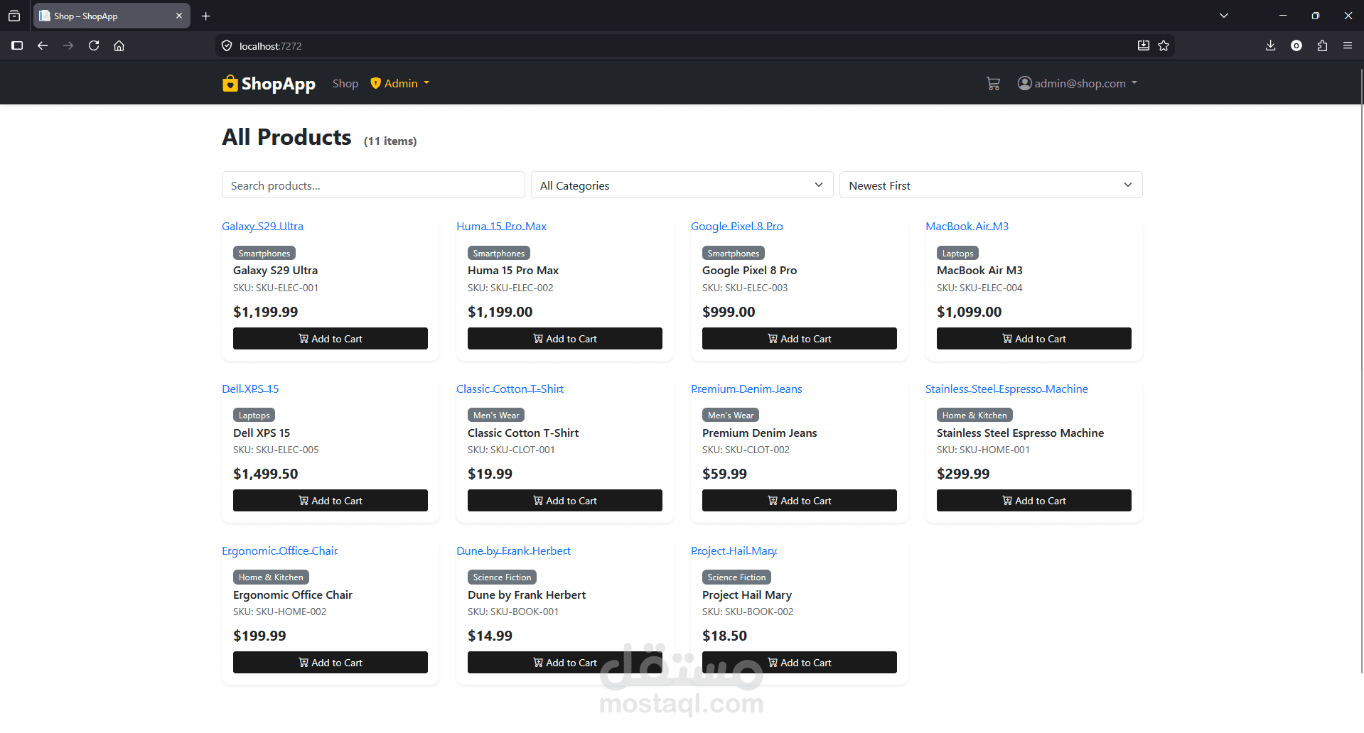 Ecommerce web program using ASP.NET MVC