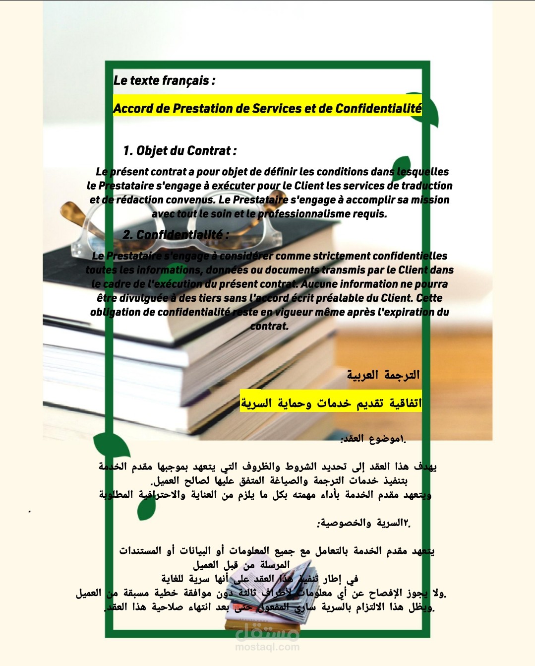 ترجمة قانونية وتجارية لاتفاقيات العمل وعقود تقديم الخدمات للشركات