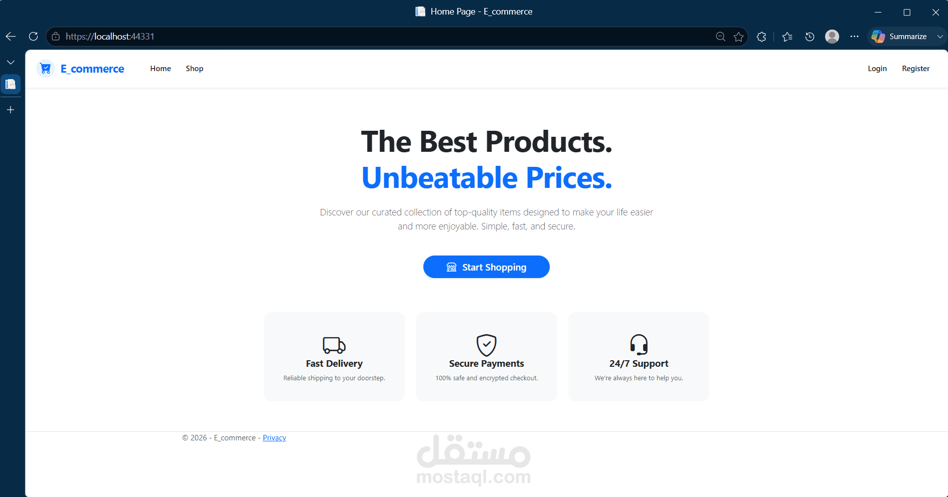 تطوير متجر إلكتروني متكامل (E-Commerce Platform) باستخدام ASP.NET Core MVC