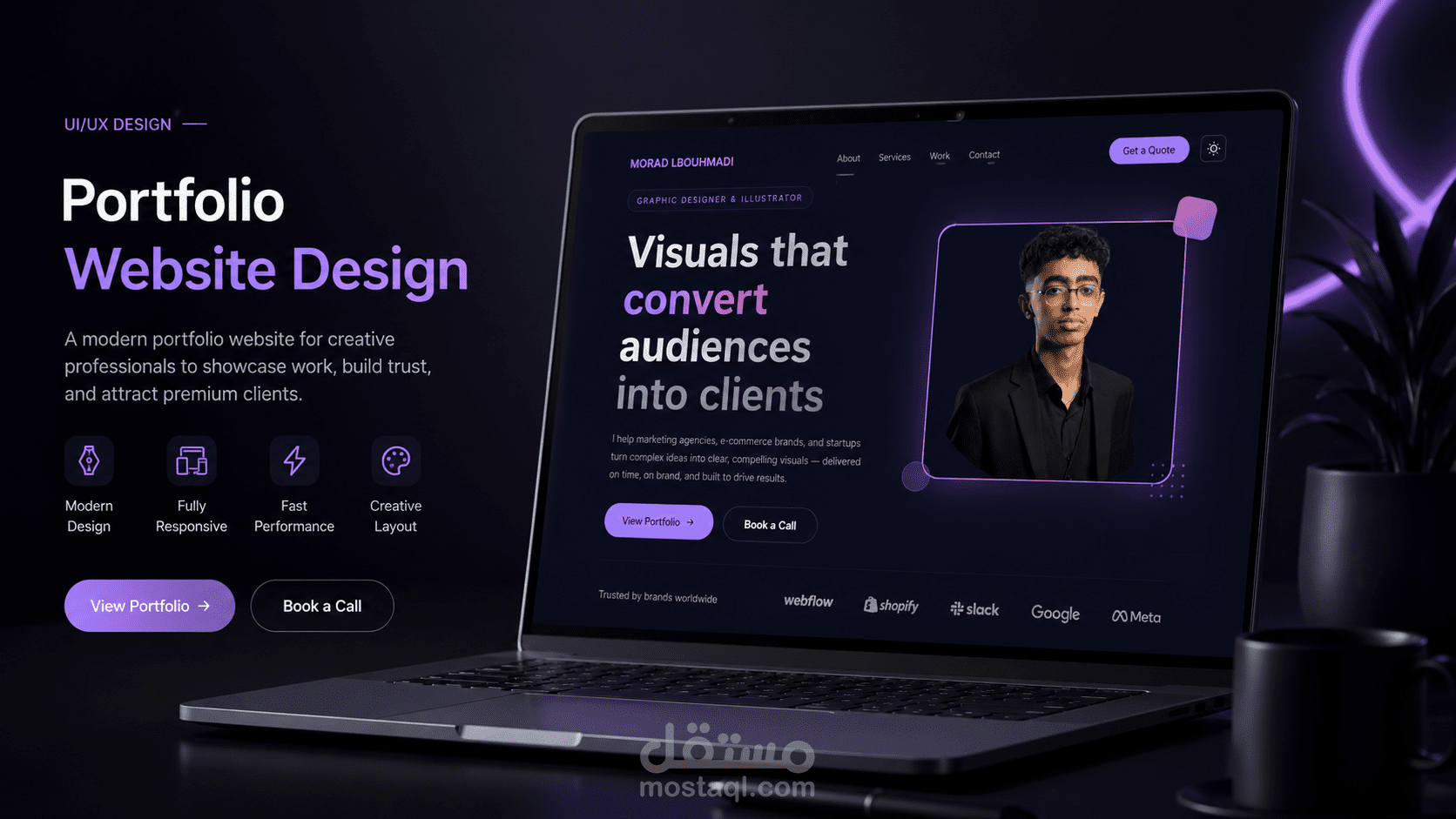 تصميم موقع Portfolio شخصي احترافي لعرض الأعمال والخدمات