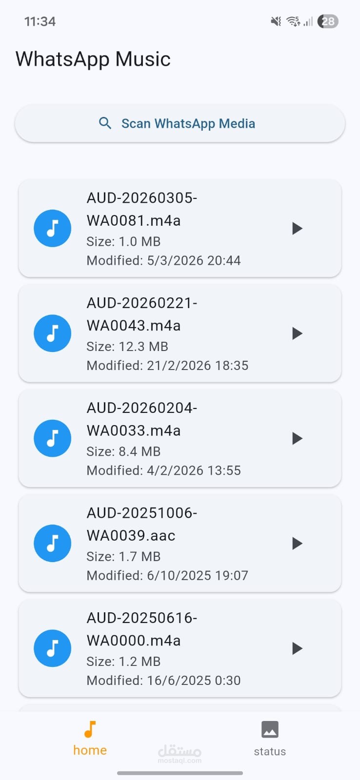 StatusWave/محمّل حالات و موسيقى واتساب