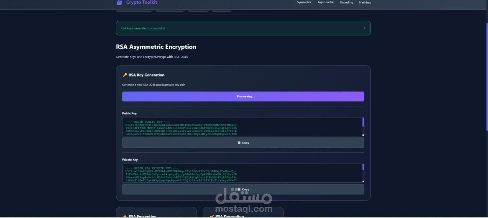 Cryptographic Web Application | Python, HTML, CSS, JavaScript