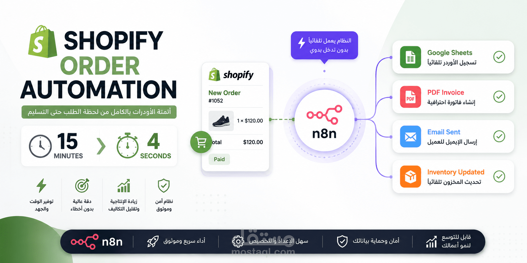 وداعاً للعمل اليدوي: حوّل طلبات Shopify من 15 دقيقة إلى 4 ثوانٍ فقط!