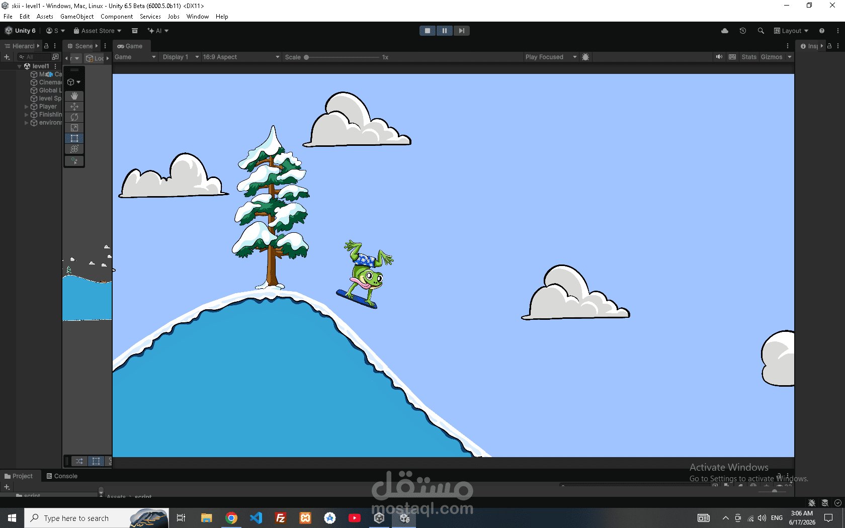 تطوير وببرمجة لعبة تزلج كرتونية ثنائية الأبعاد | Unity 2D Ski Game