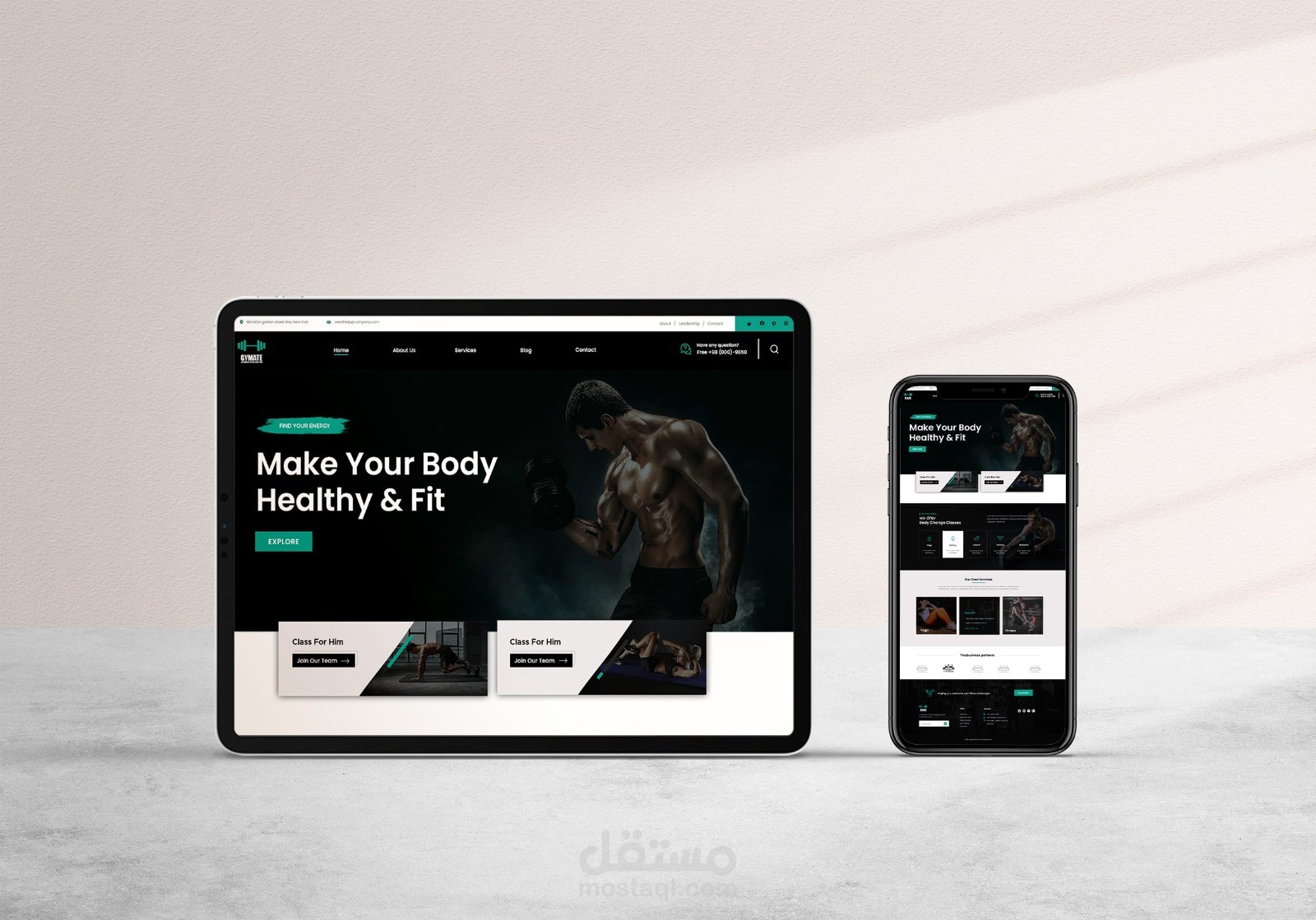 تصميم موقع إلكتروني احترافي لصالة ألعاب رياضية (Gym) وموقع للمدربين | UI/UX