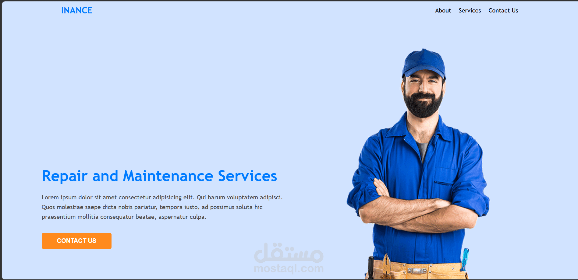 واجهة موقع خدمات صيانة منزلية (Landing Page) متجاوبة