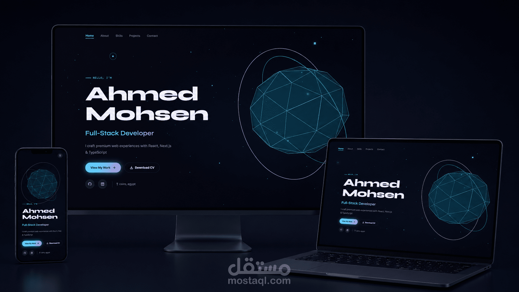 تصميم موقع Portfolio احترافي بال3D