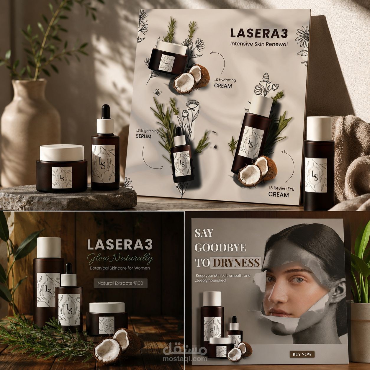 تصميم الهوية البصرية الحملة الإعلانية لبراند العناية بالبشرة الطبيعي (LASERA3)