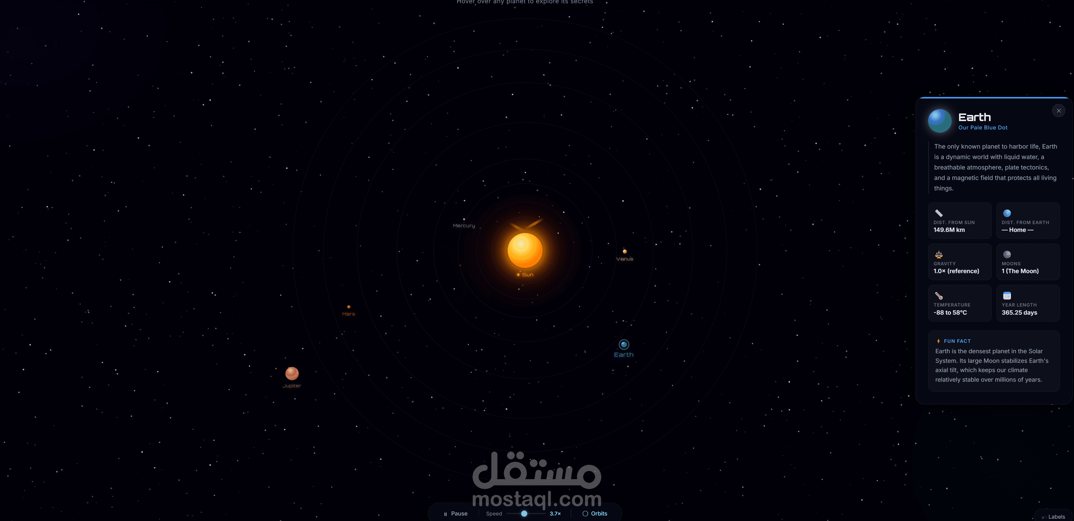 محاكاة ثلاثية الأبعاد للنظام الشمسي: رحلة افتراضية عبر الفضاء الرقمي