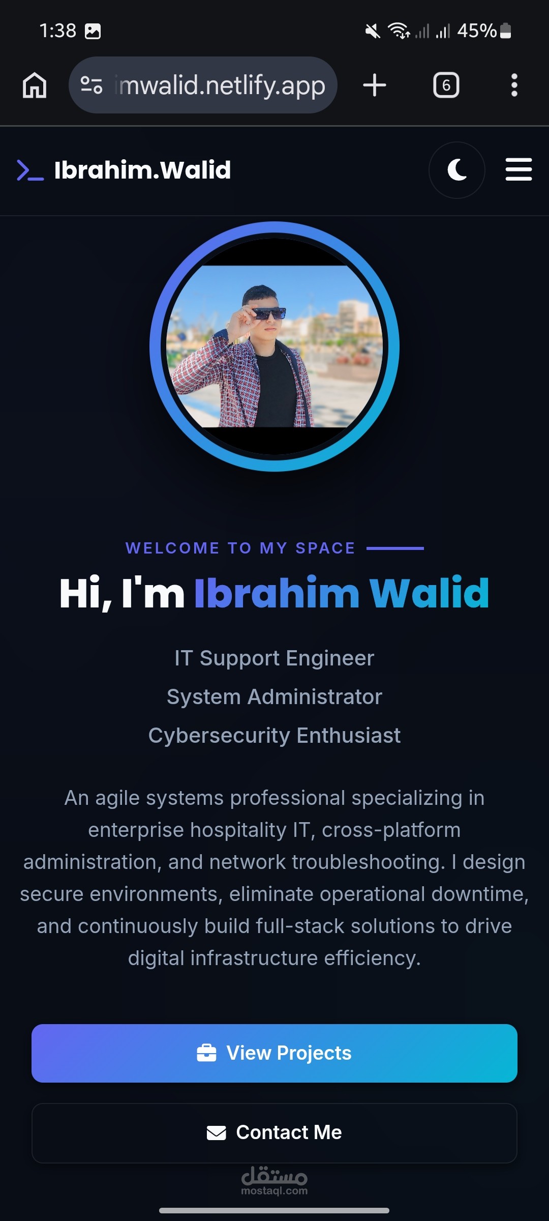 تصميم وتطوير موقع معرض أعمال شخصي (Portfolio) متجاوب بالكامل
