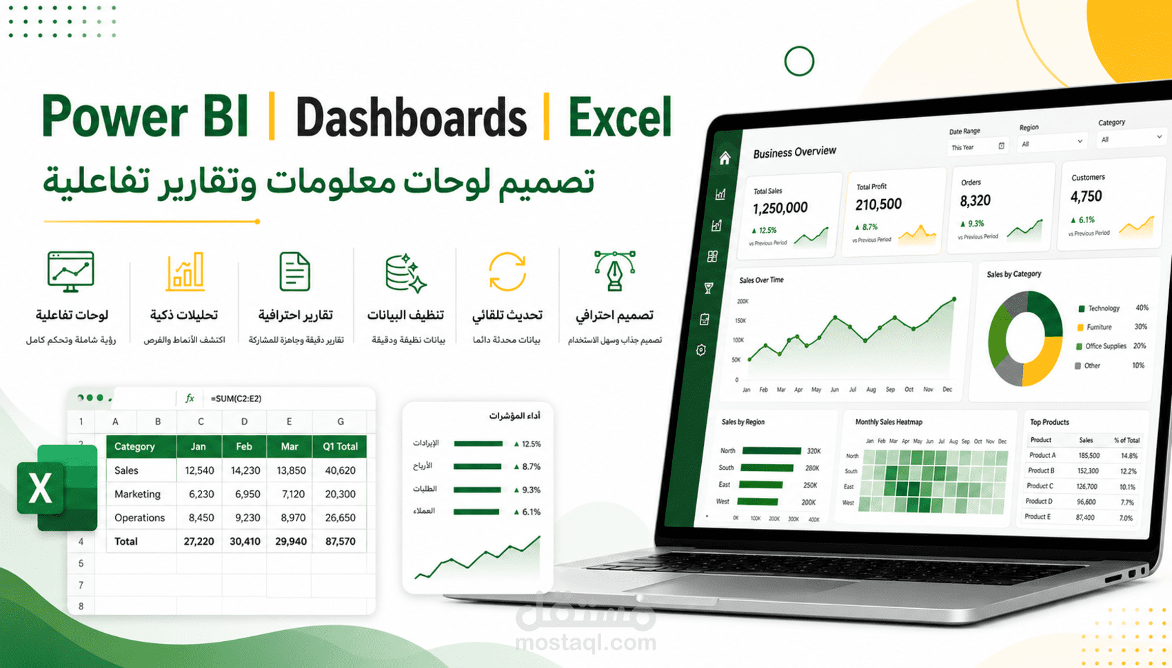 تصميم لوحات معلومات تفاعلية باستخدام Power BI وExcel