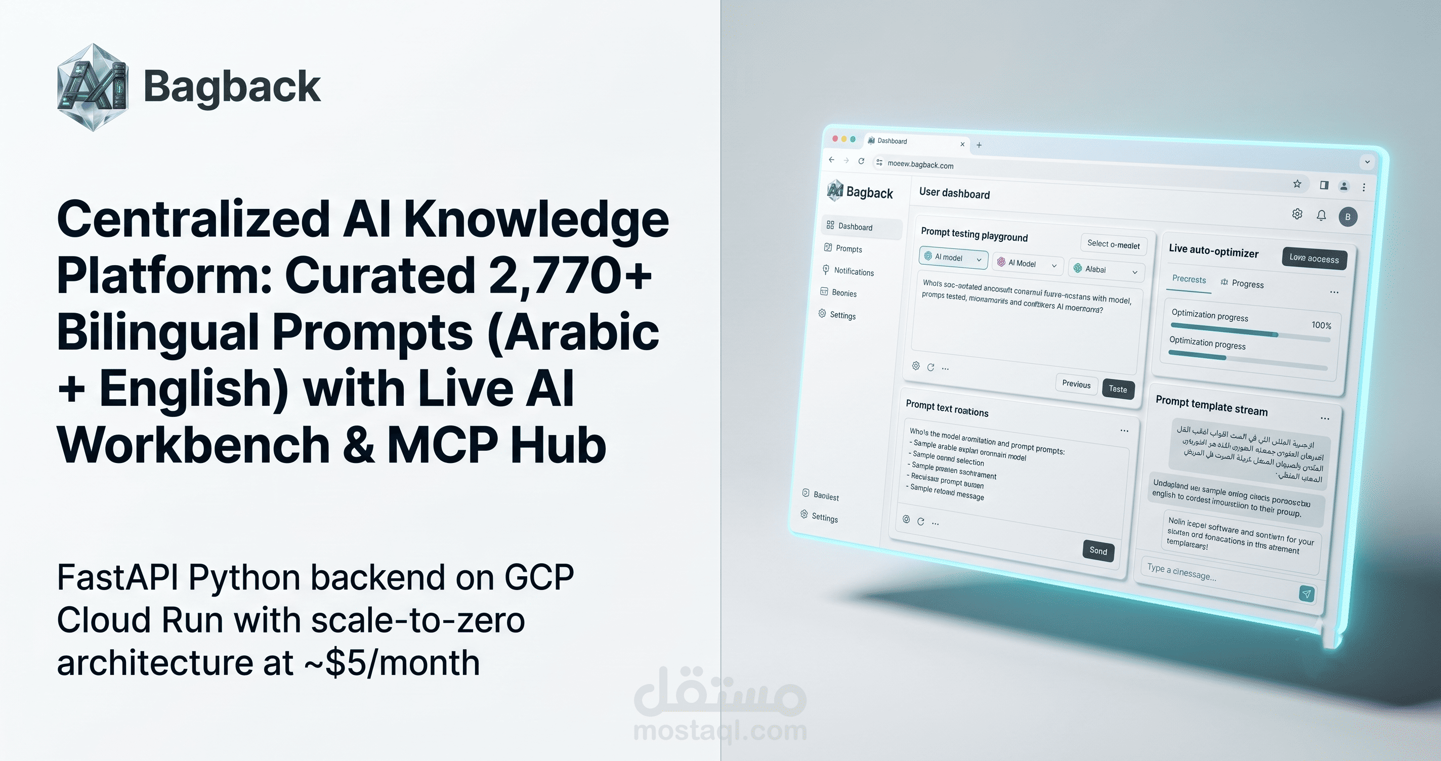مساحة عمل Bagback AI - مكتبة البرمبتات ومركز مطوري MCP