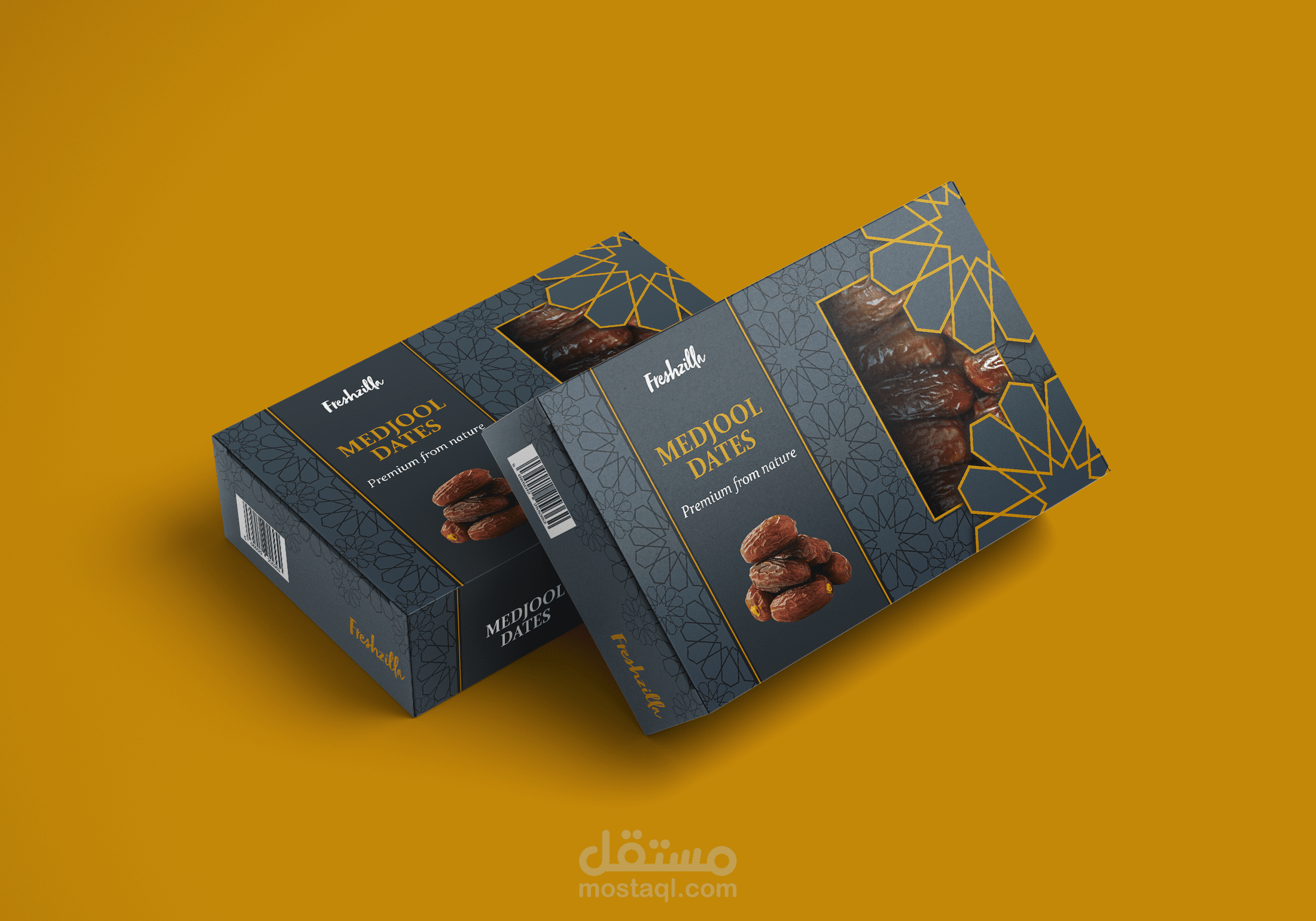 تصميم تغليف فاخر لعلبة تمر لعلامة Freshzilla