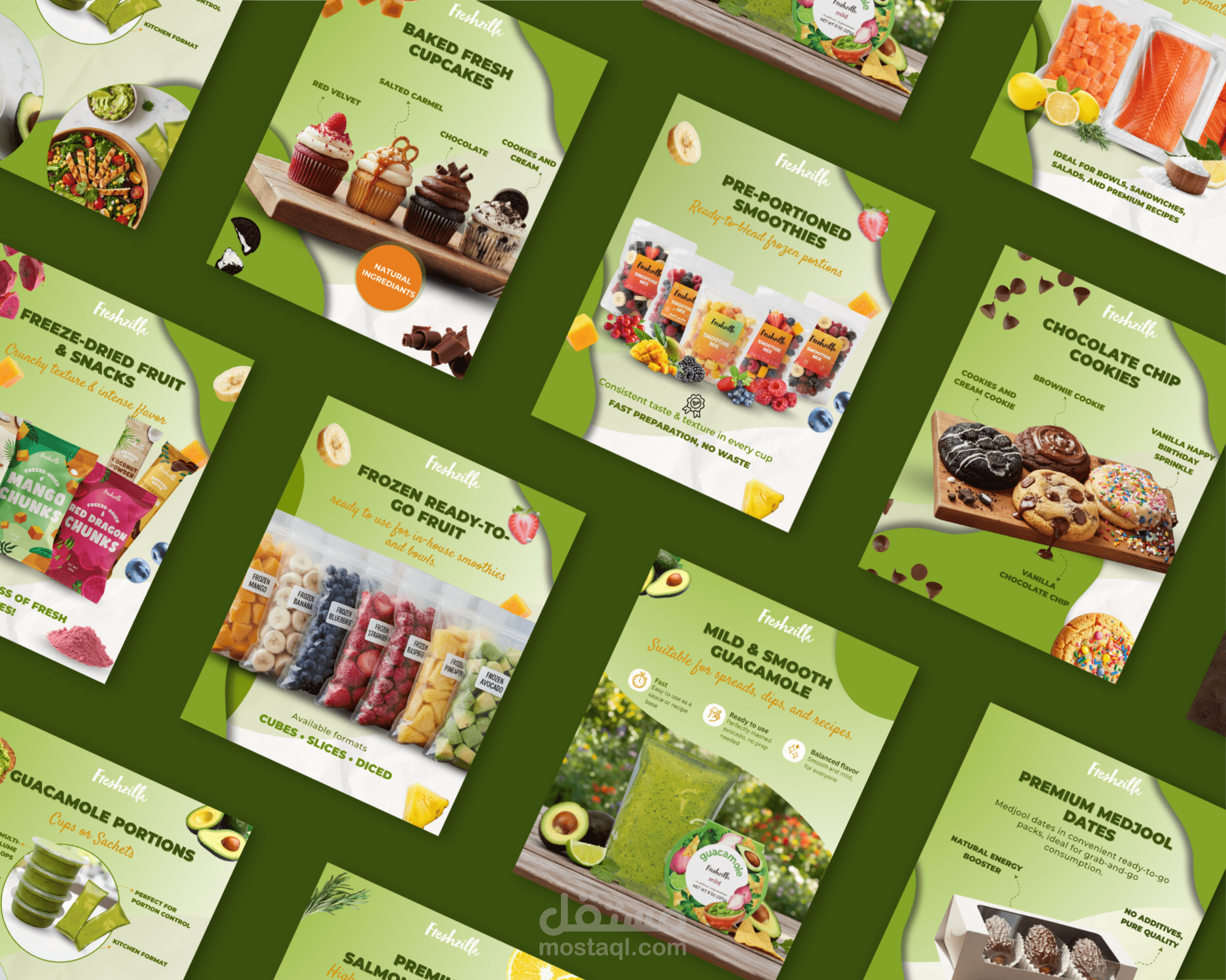 تصميم منشورات سوشيال ميديا احترافية لعلامة Freshzilla