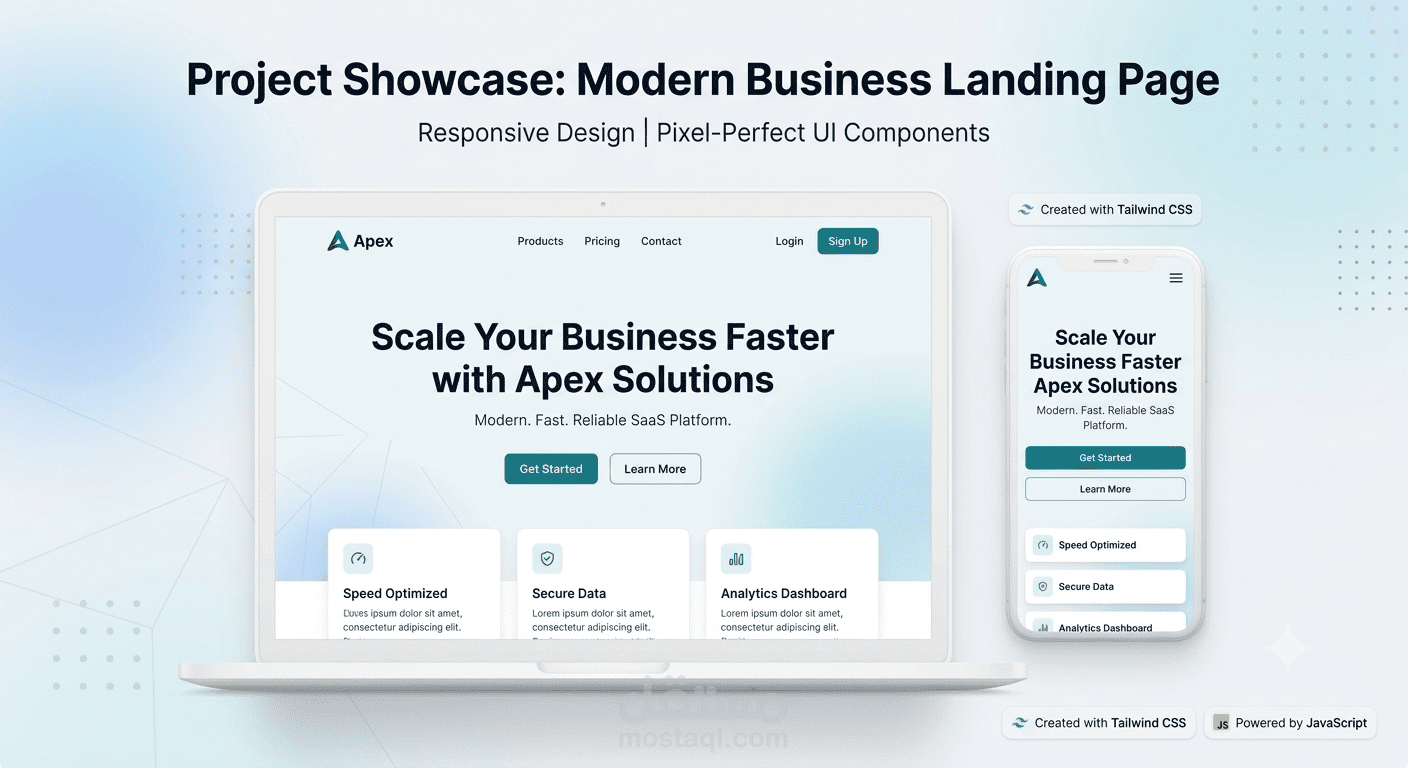 تطوير واجهة مستخدم متجاوبة وصفحة هبوط احترافية (Pixel-Perfect Landing Page)