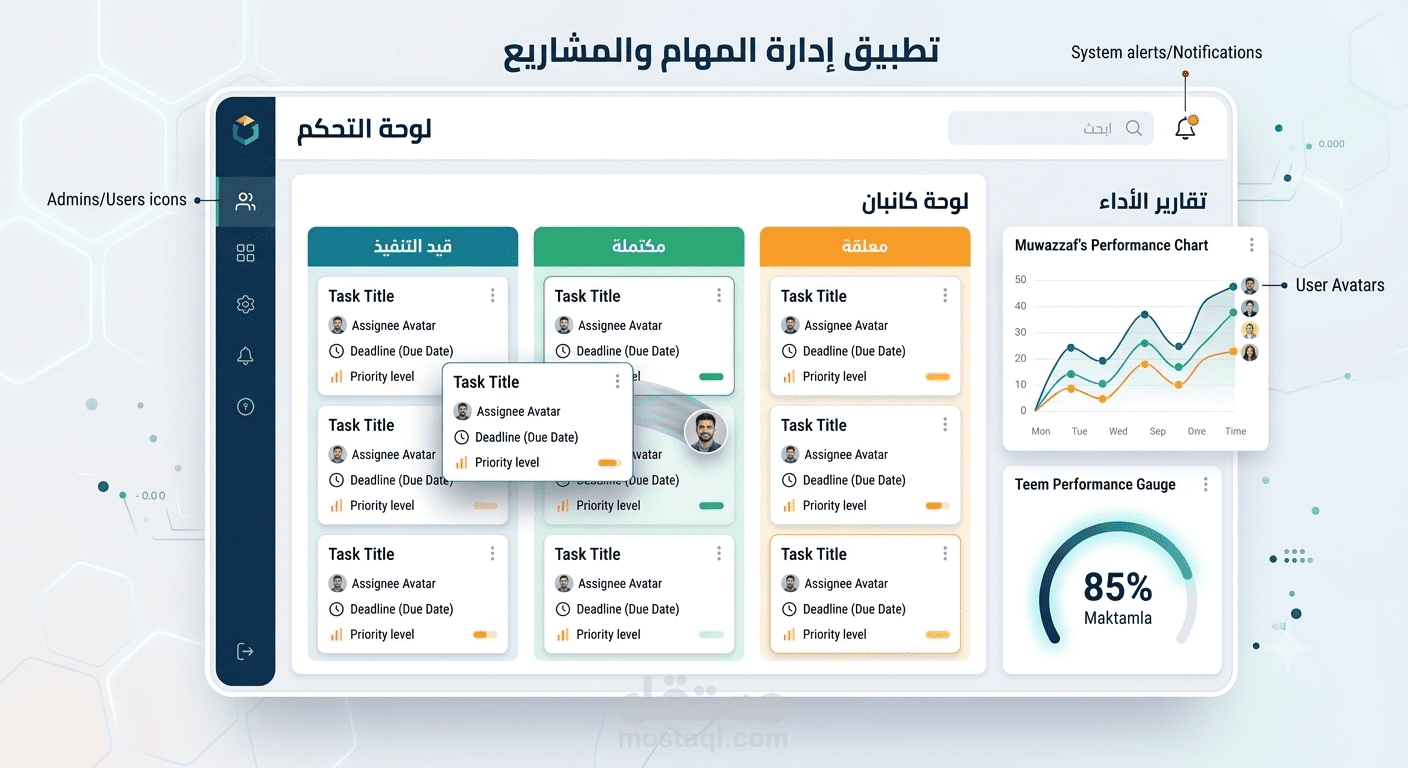 تطوير تطبيق ويب ديناميكي لإدارة المهام والمشاريع (Task Management Web App)