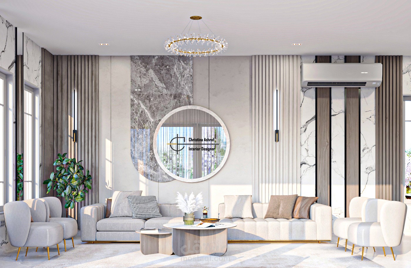 تصميم منطقة استقبال مفتوحة