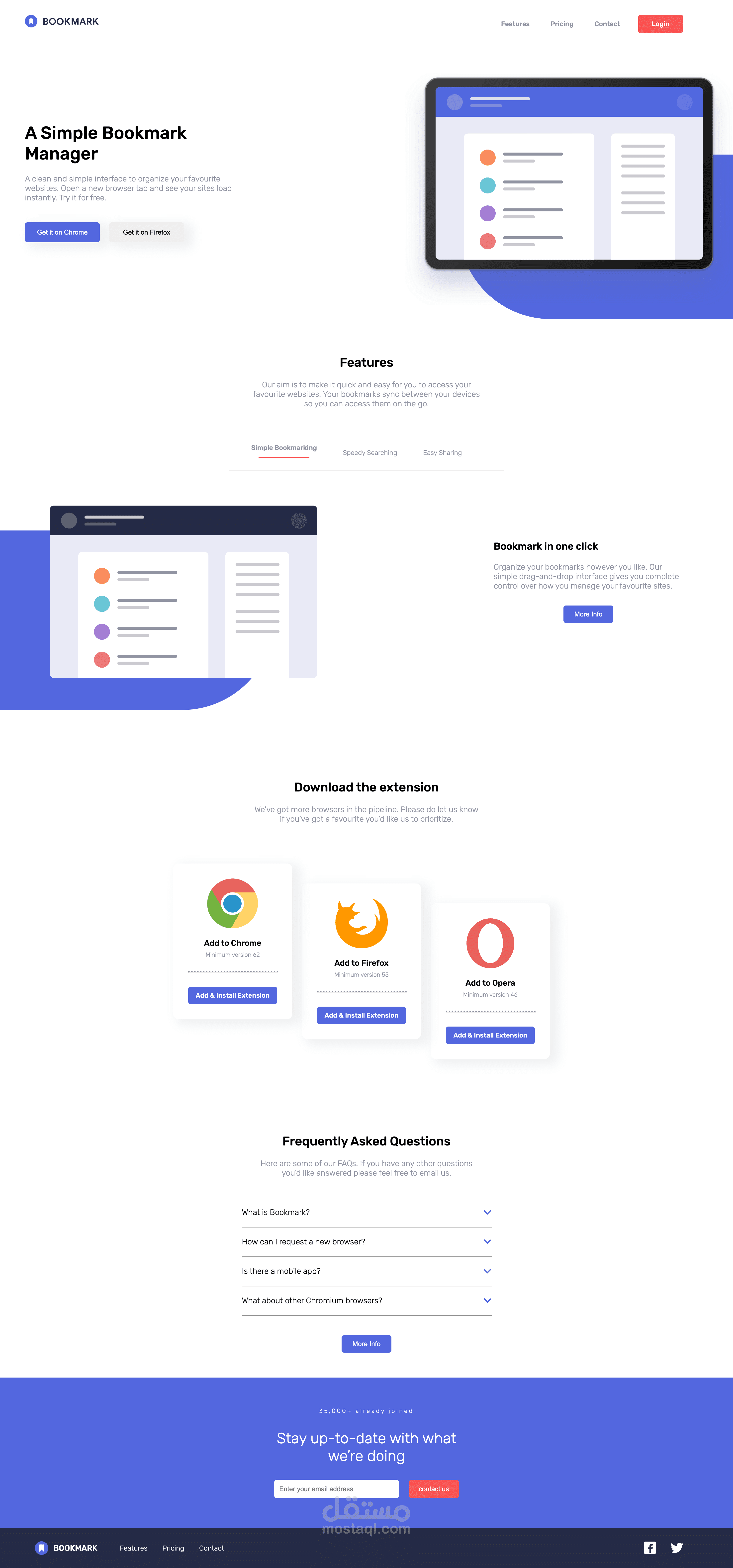 Bookmark Landing Page