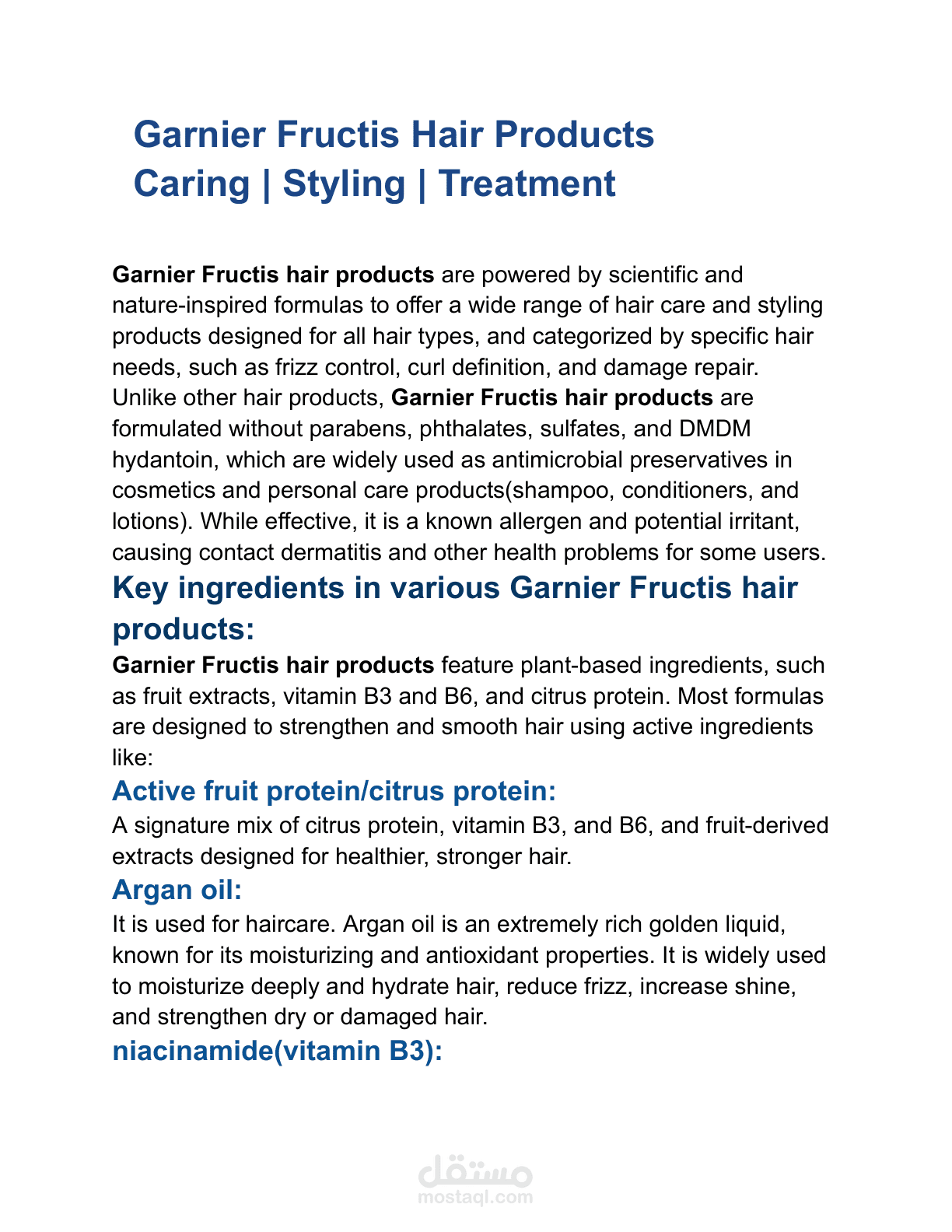 Garnier Fructis Hair Products