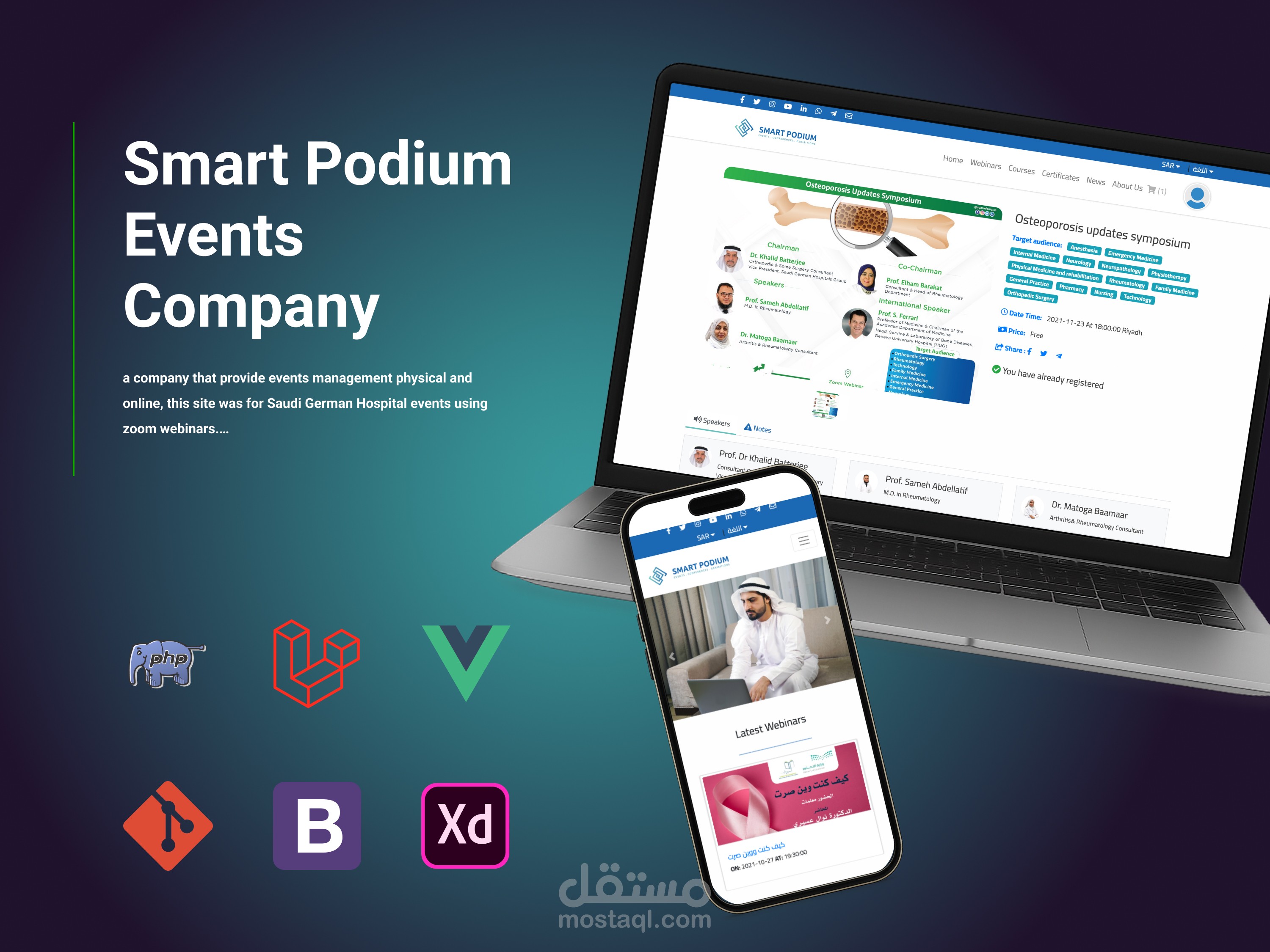 ادارة المحضارات والمؤتمرات عبر zoom  لشركة smartpodium