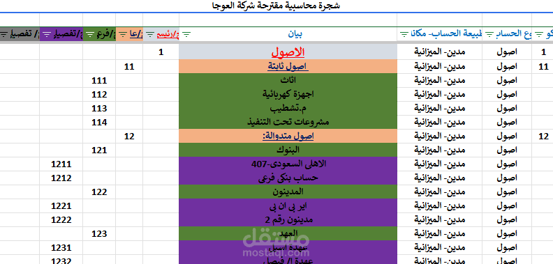 شجرة حسابات من تصميمى