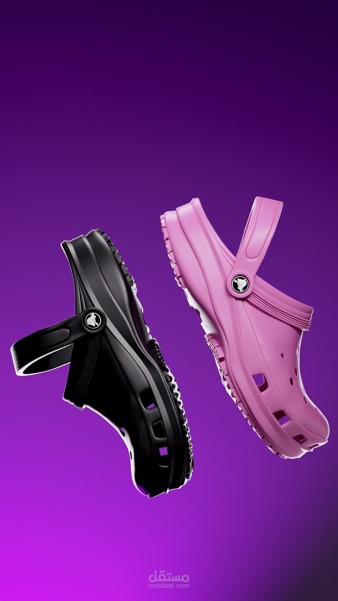 تصميم وإظهار إعلاني ثلاثي أبعاد لمنتج أحذية - كروكس (Crocs)