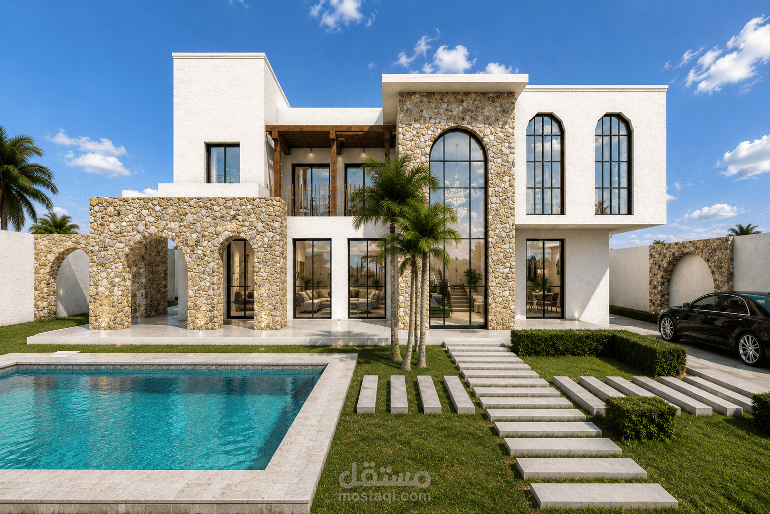 فيلا بتصميم متوسطي حديث