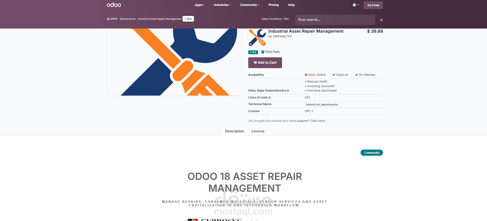 Industrial Asset Repair Management Custom Module