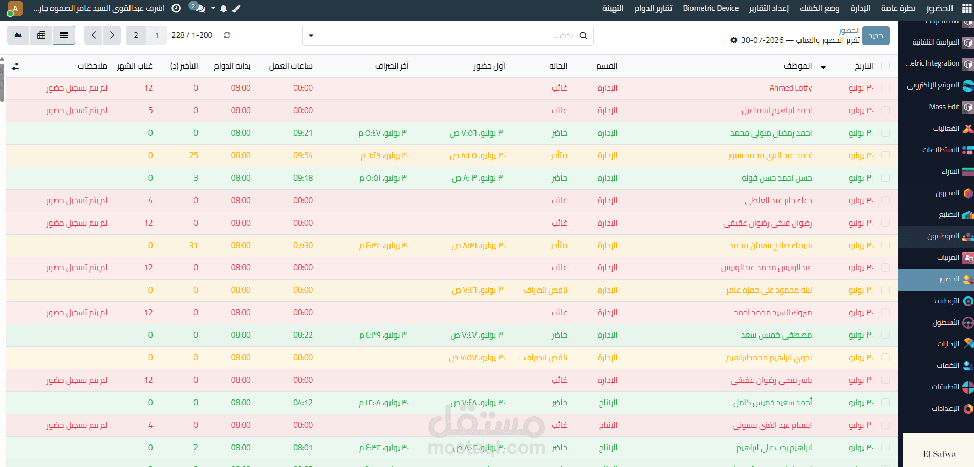 Advanced Attendance Reporting for Odoo 19