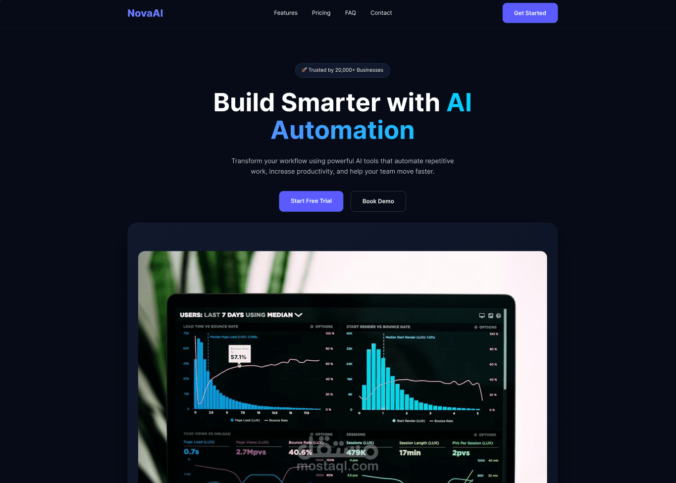 NovaAI – AI SaaS Landing Page Design