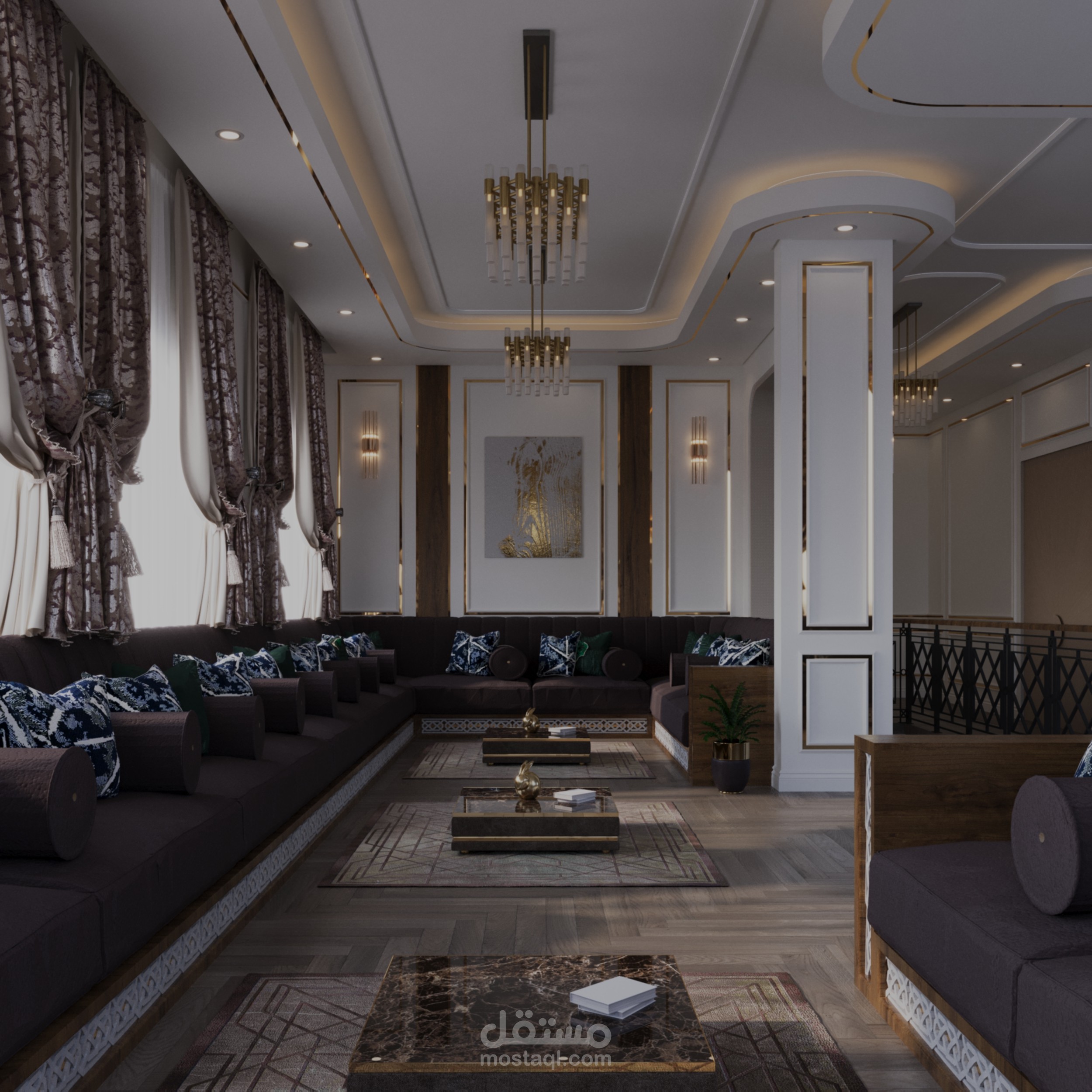 تصميم داخلي لمجلس رجال ومجلس نساء في المملكة العربية السعودية