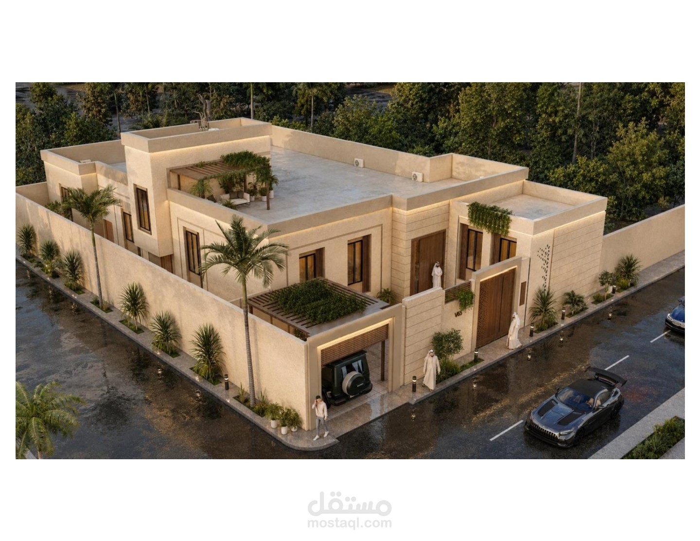 تصميم واجهات خارجية لفيلا سكنية في المملكة العربية السعودية