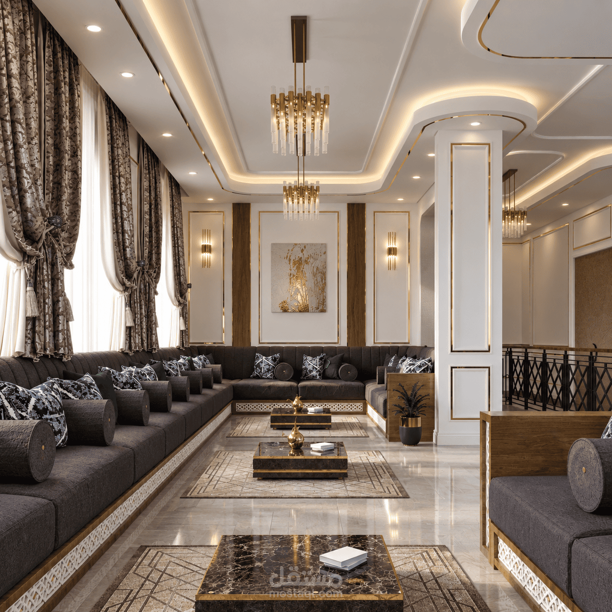 تصميم داخلي لمجلس رجال ومجلس نساء في المملكة العربية السعودية