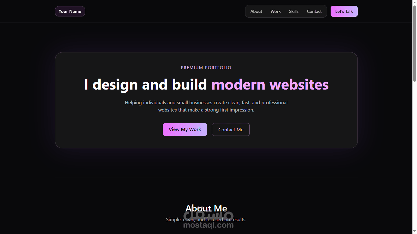 Portfolio Website احترافي باستخدام React