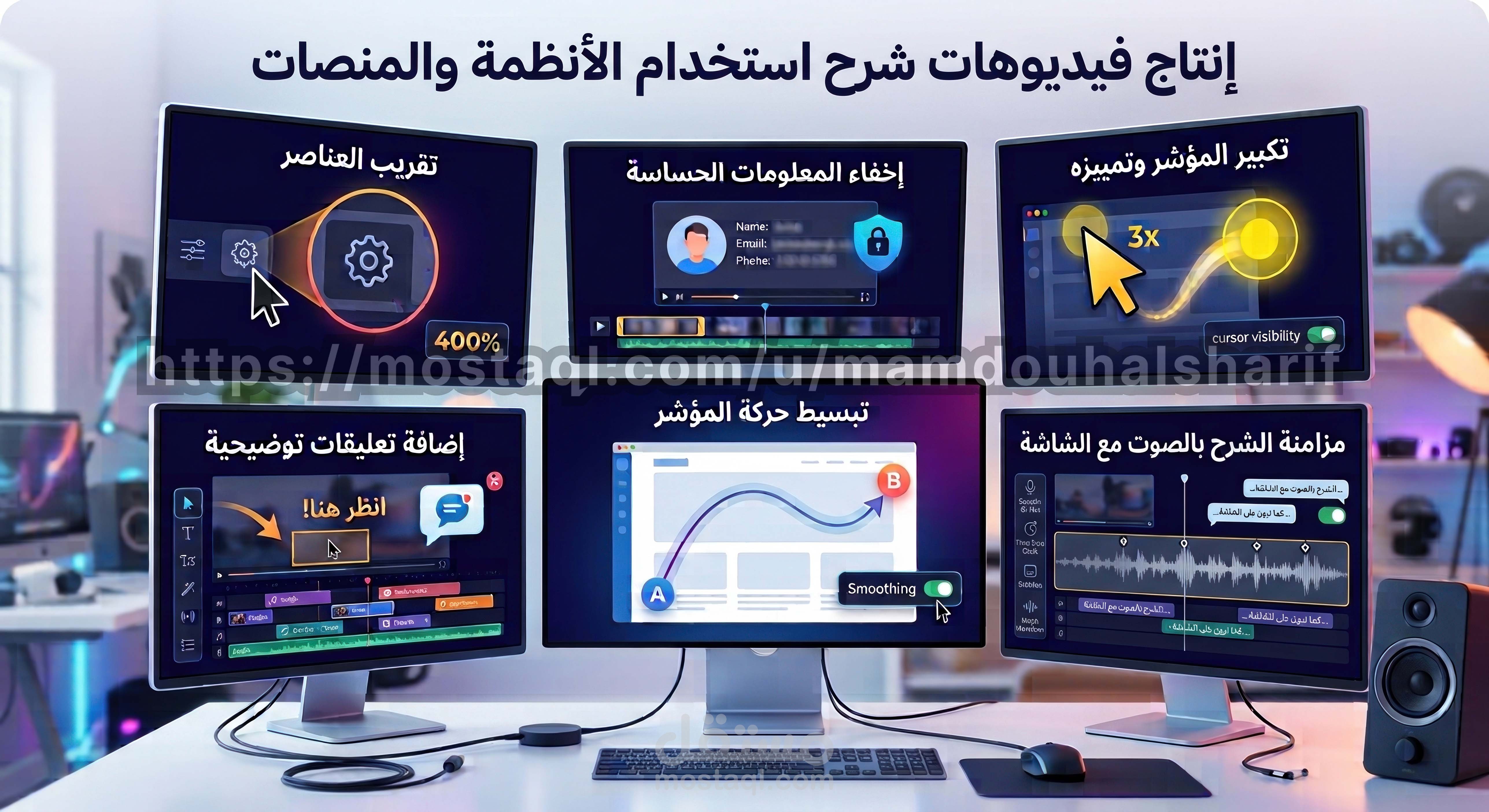 إنتاج فيديوهات شرح استخدام الأنظمة والمنصات