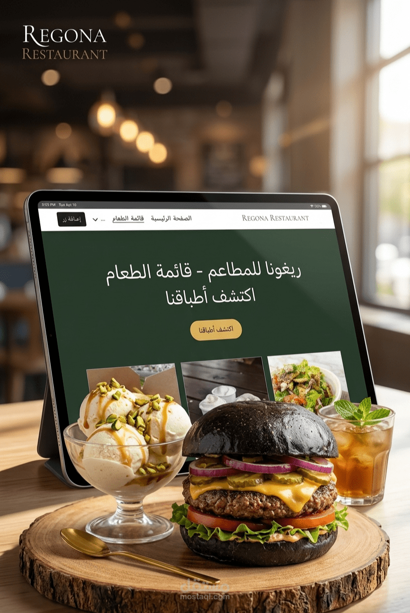 تصميم وتطوير موقع مطعم ريغونا الفاخر (Regona Restaurant