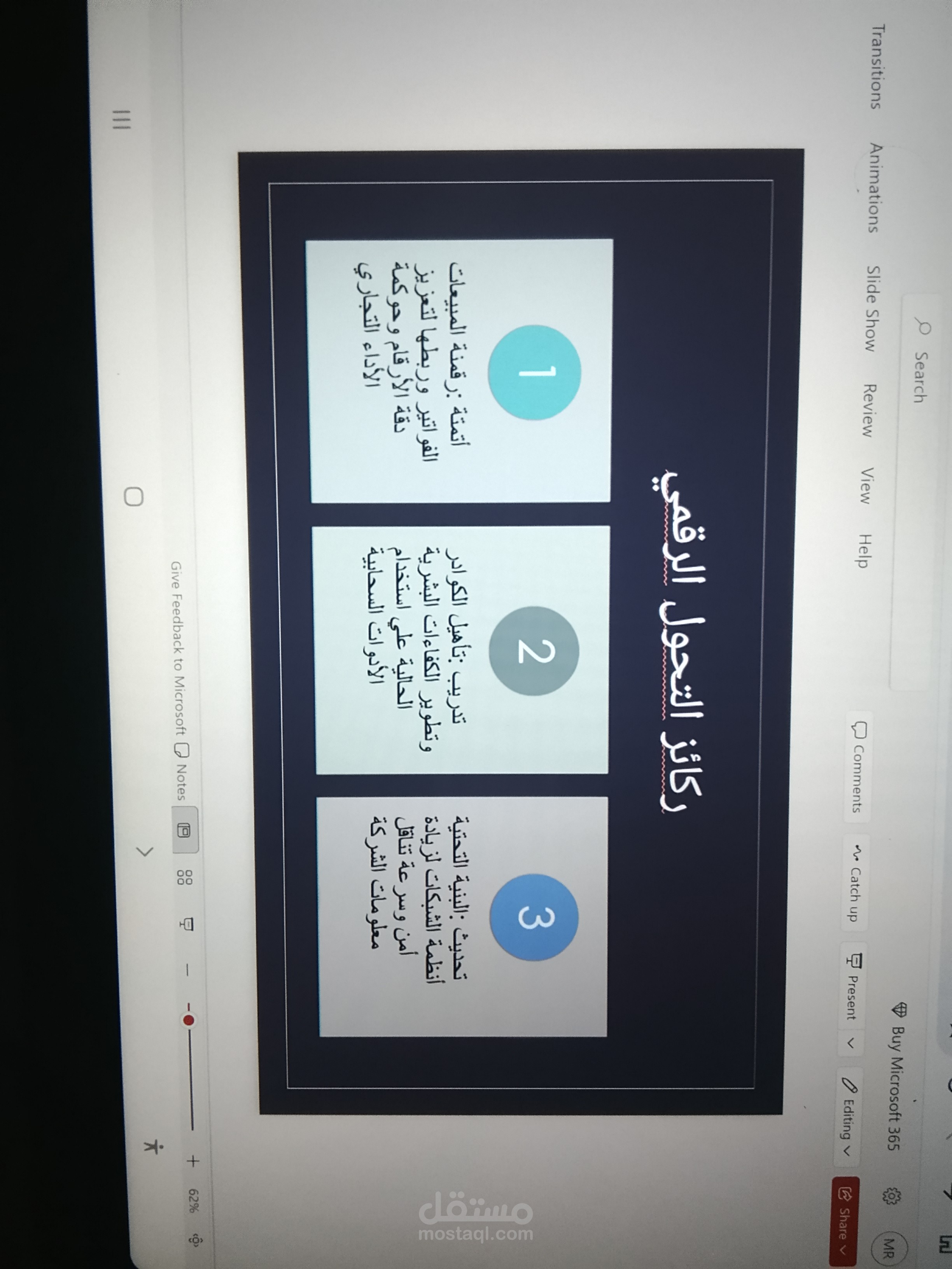 تصميم عرض تقديمي احترافي (Premium) لإستراتيجية التحول الرقمي