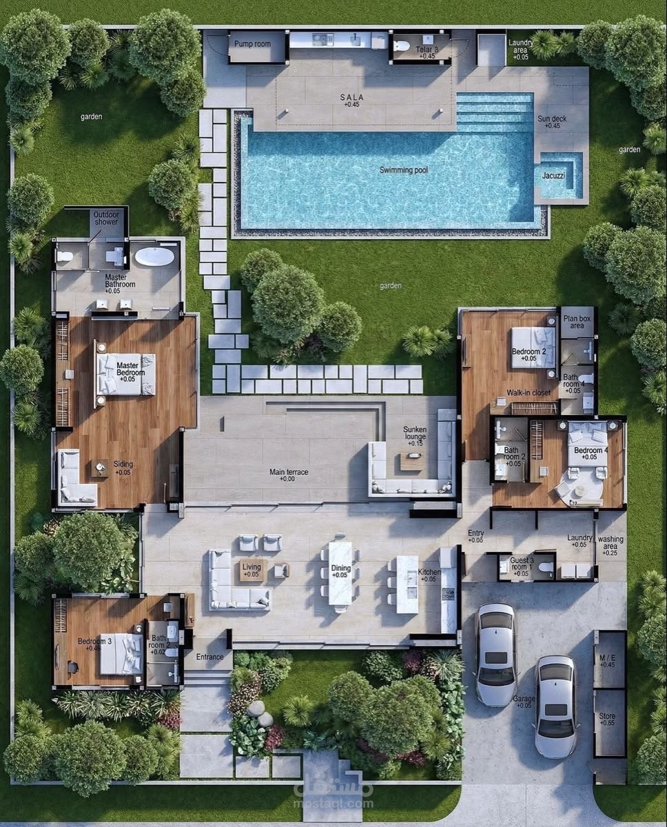 إظهار وتلوين مخطط معماري (Floor Plan) باحترافية باستخدام Photoshop.