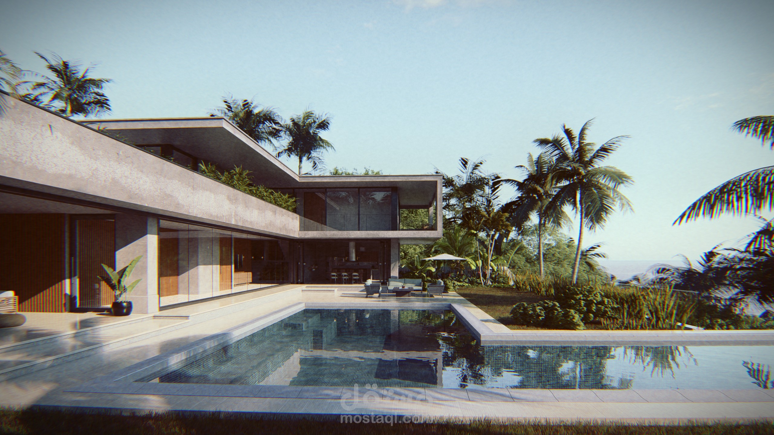 التصور المعماري لفيلا استوائية عصرية (Tropical Modern Villa Architectural Visualization)