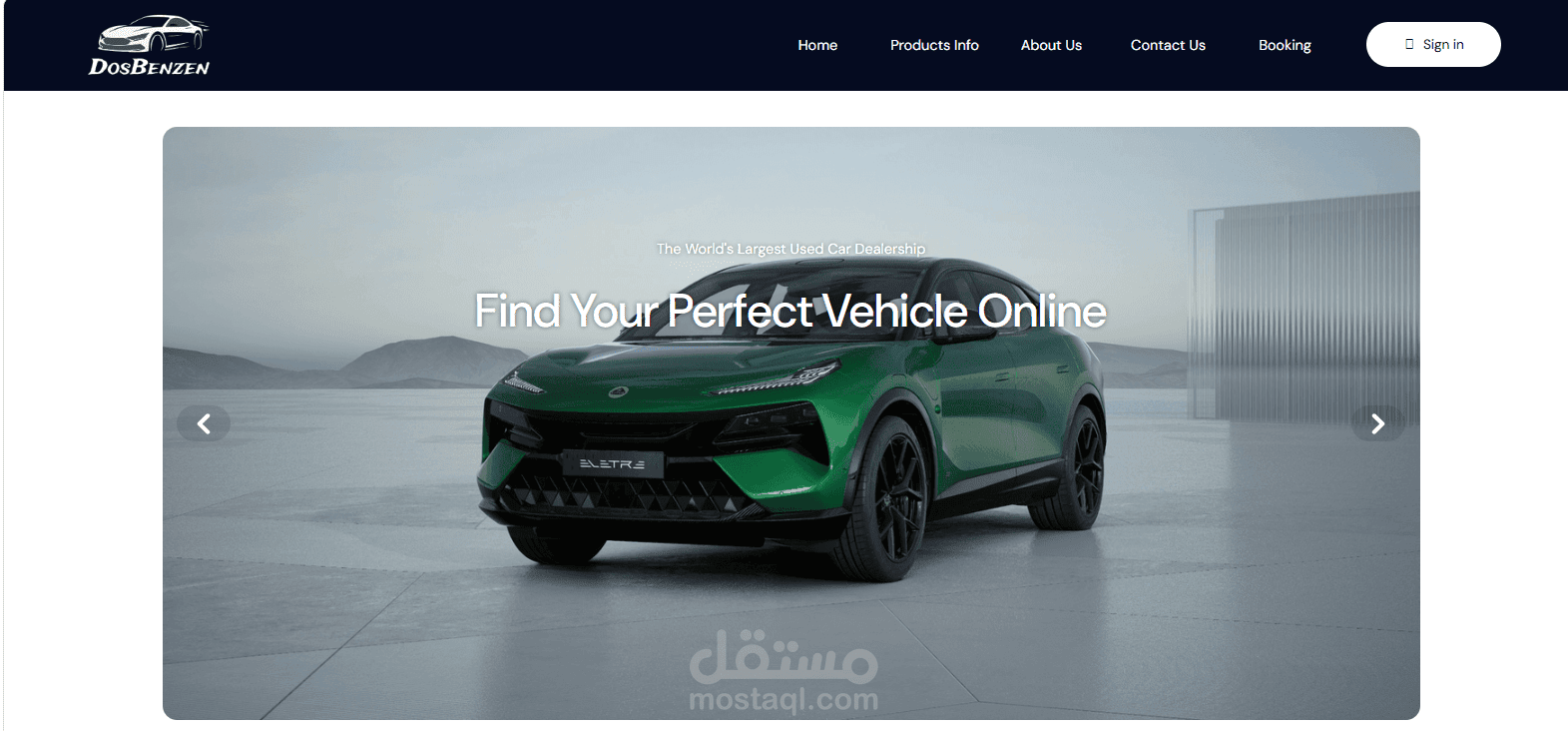 تصميم frontend منصه لبيع وحجز السيارات