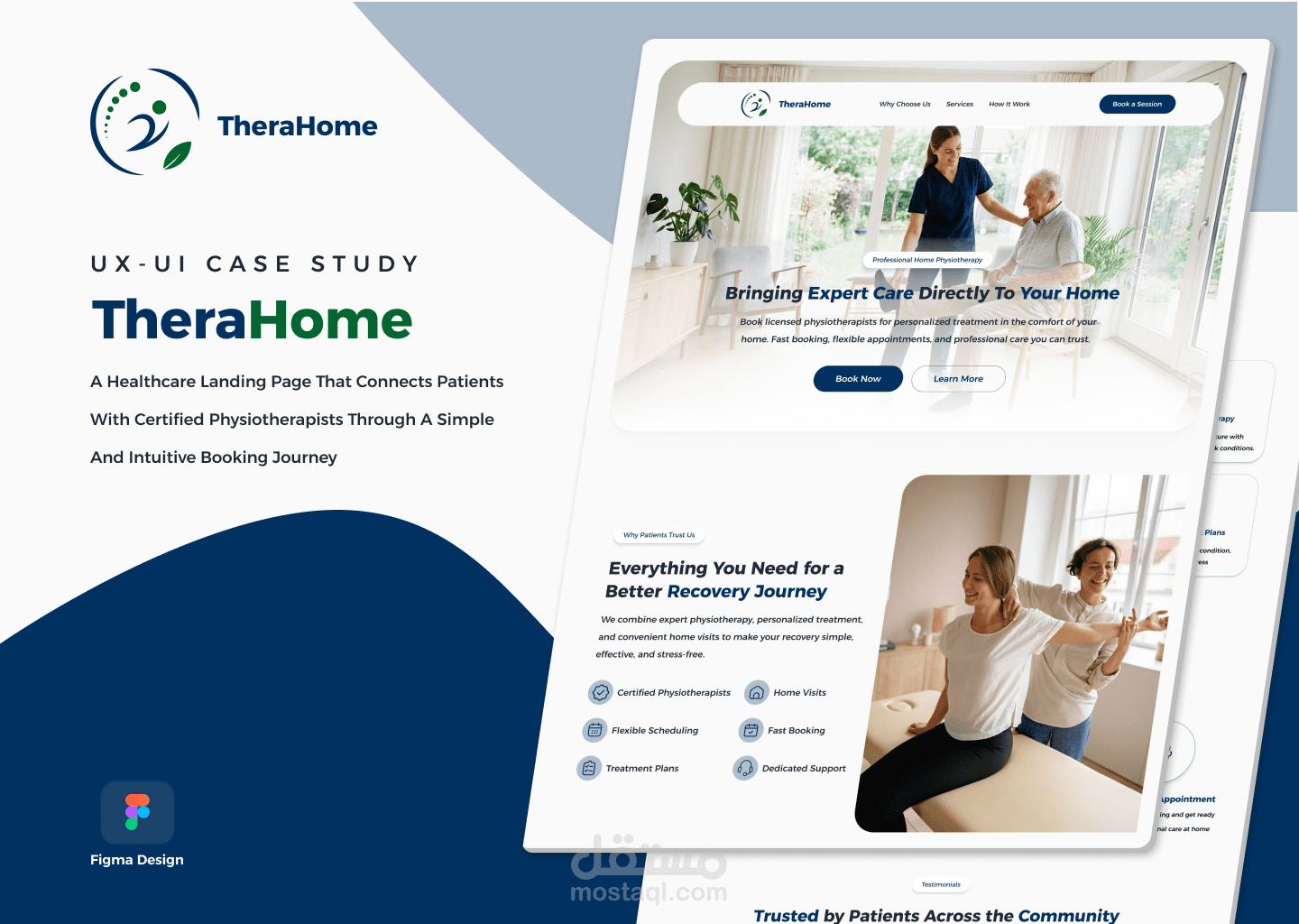 تصميم صفحة هبوط (Landing Page) لخدمات العلاج الطبيعي المنزلية – UI/UX